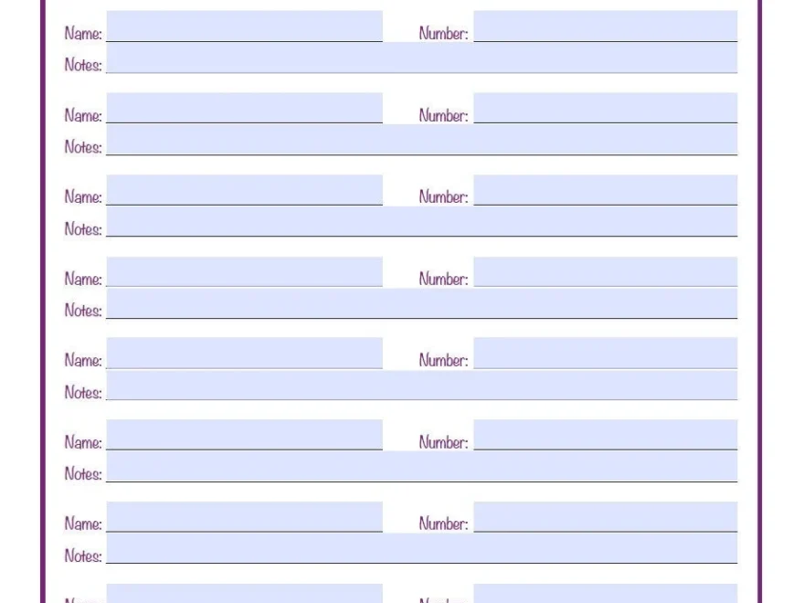 Important Contacts And Phone Numbers Printable Instant PDF Digital Download Simply Designed Type In Text Before Printing Etsy