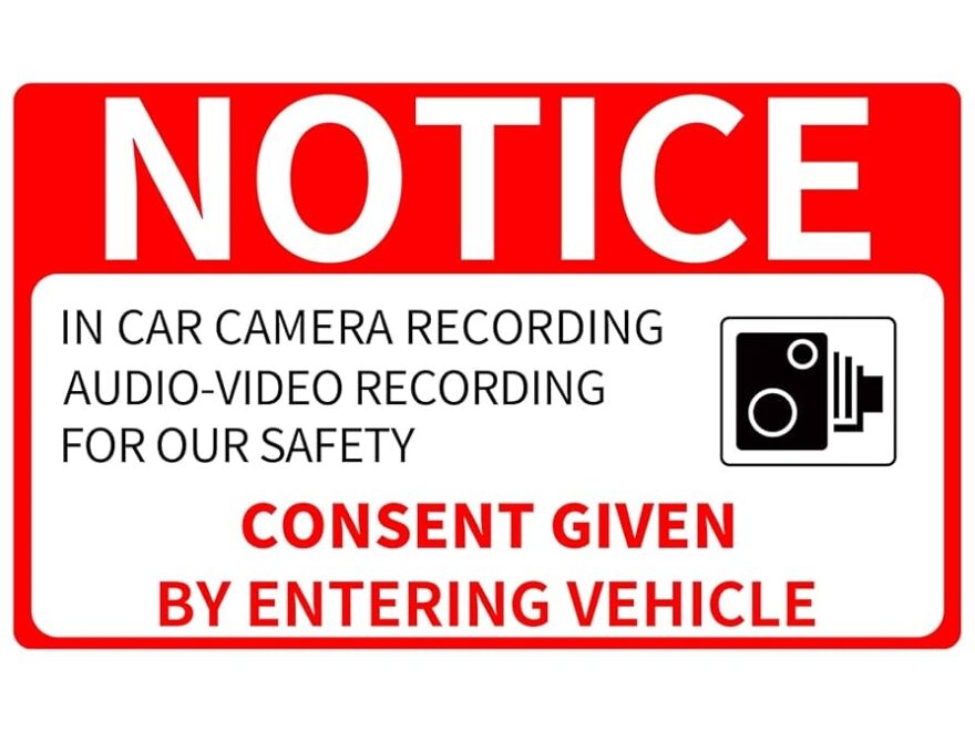 In Car Camera Recording Sign Double Sided 5 X 3 Audio Video Recording For Our Safety Consent Given By Entering Vehicle Window Stickers Decals For Uber Lyft 6 PCS Amazon sg Electronics