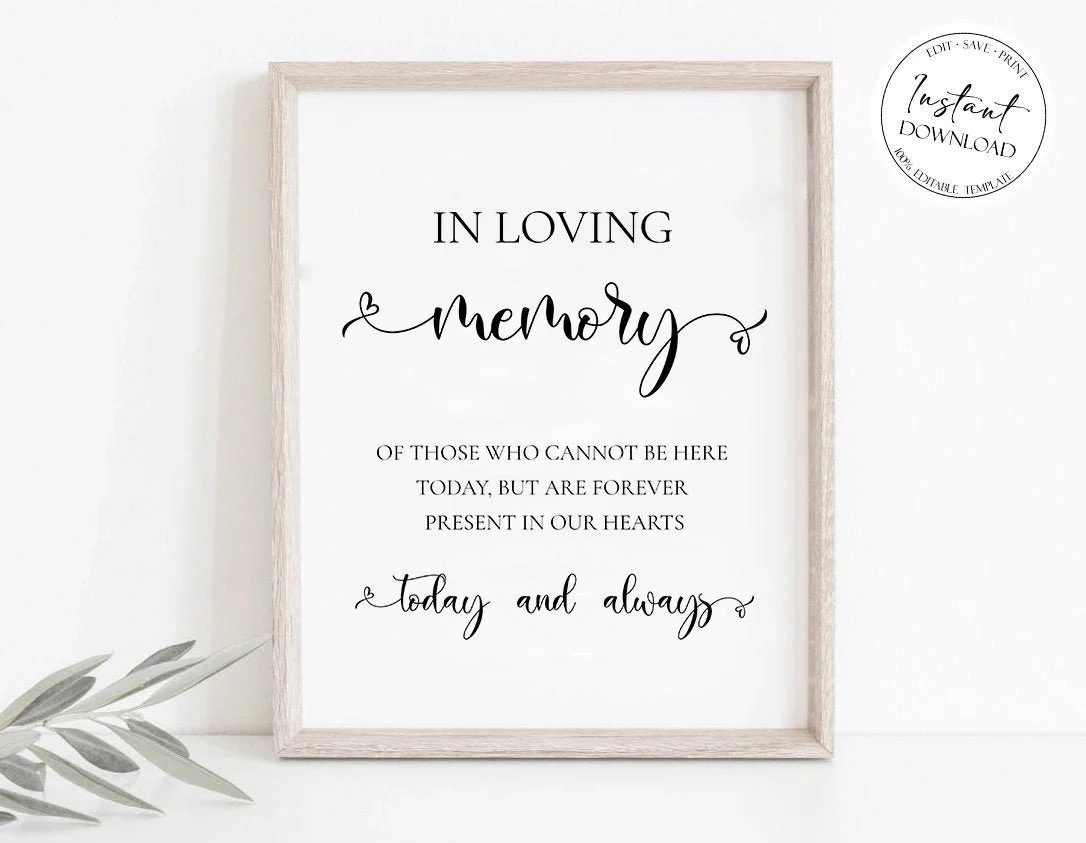 In Loving Memory Sign Template S2 PeacefulMemoryDesign