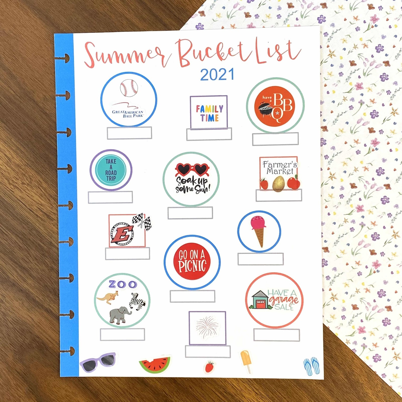 Indiana Inker Summer Bucket List Happy Planner Page