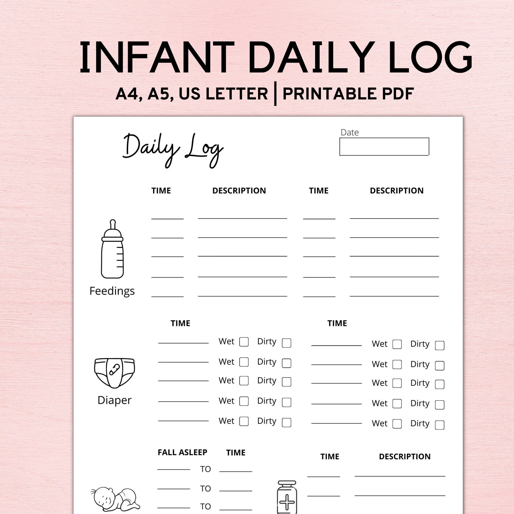 Infant Daily Log Printable Etsy