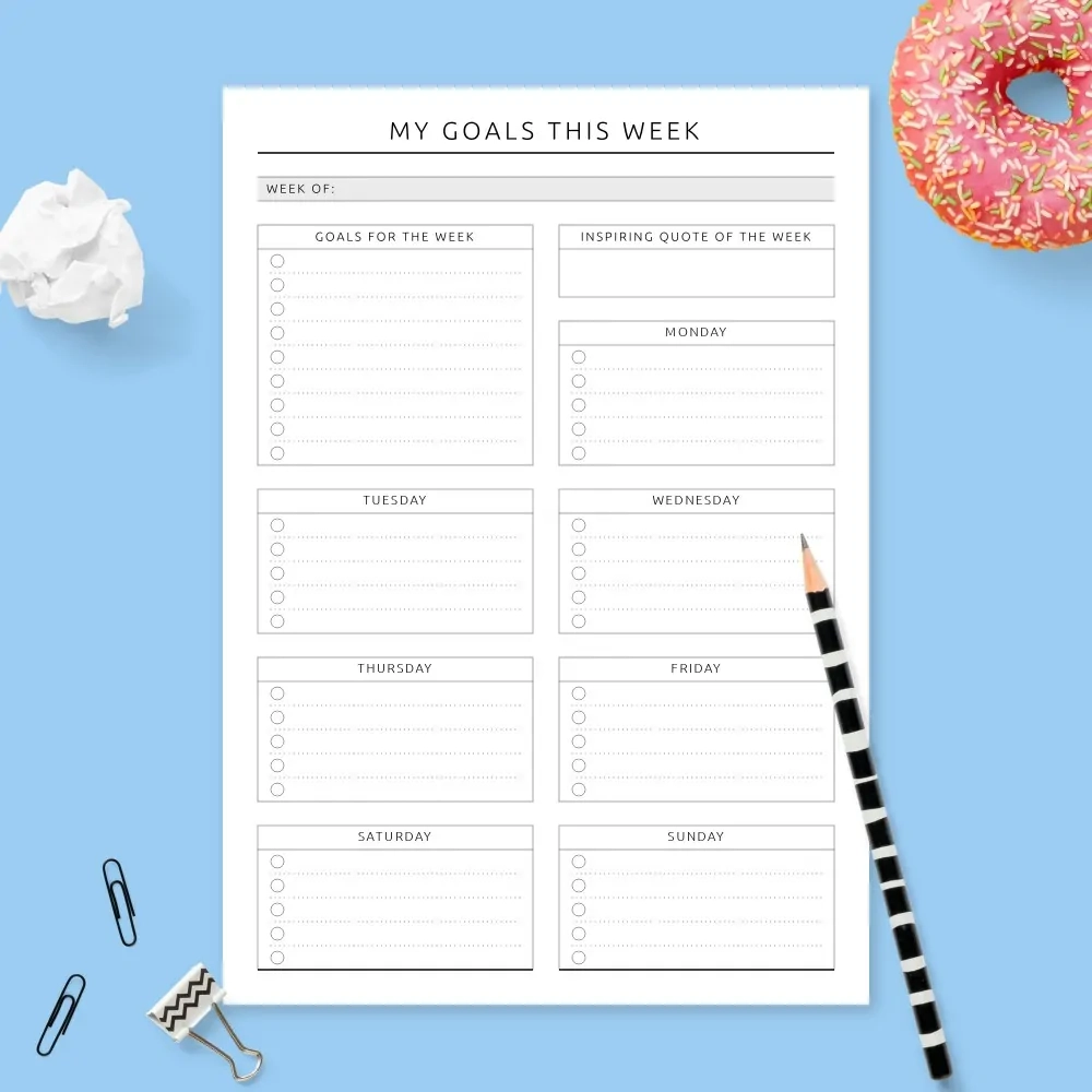 Inspiring Weekly Goal Planner Template Download Printable PDF