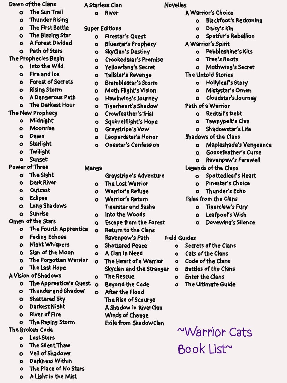 It s Officially Done My Own Take On A Checklist For The Books Out Hope You All Like It R WarriorCats It s Officially Done My Own Take On A Checklist For The Books Out Hope You All Like It R WarriorCats