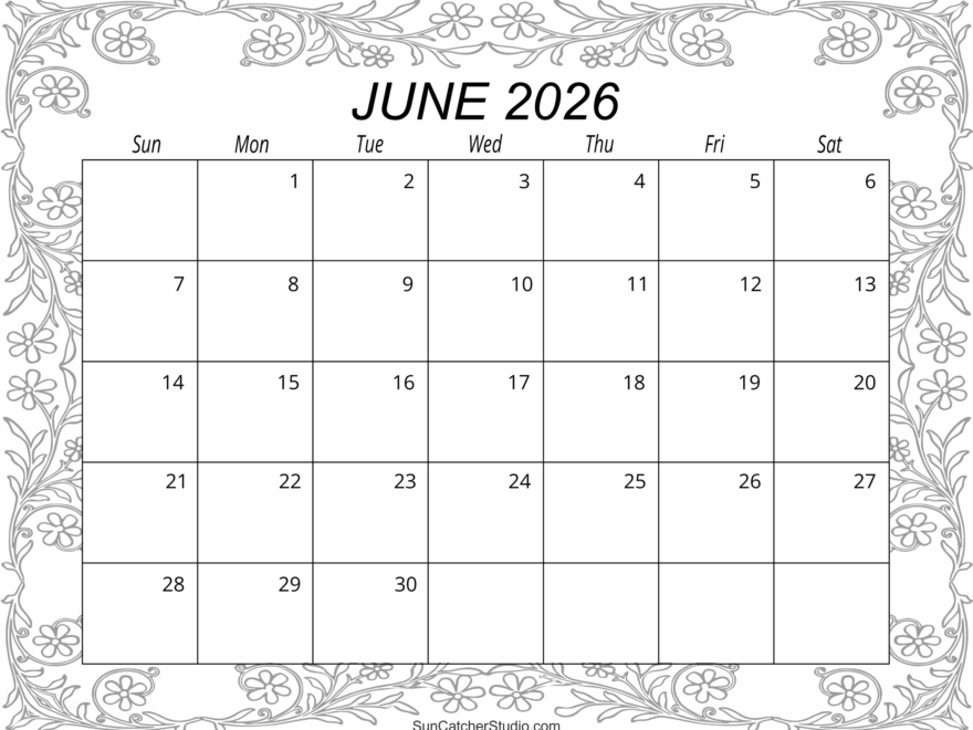 June 2026 Calendar Free Printable Free Printables Monograms Design Tools Patterns DIY Projects