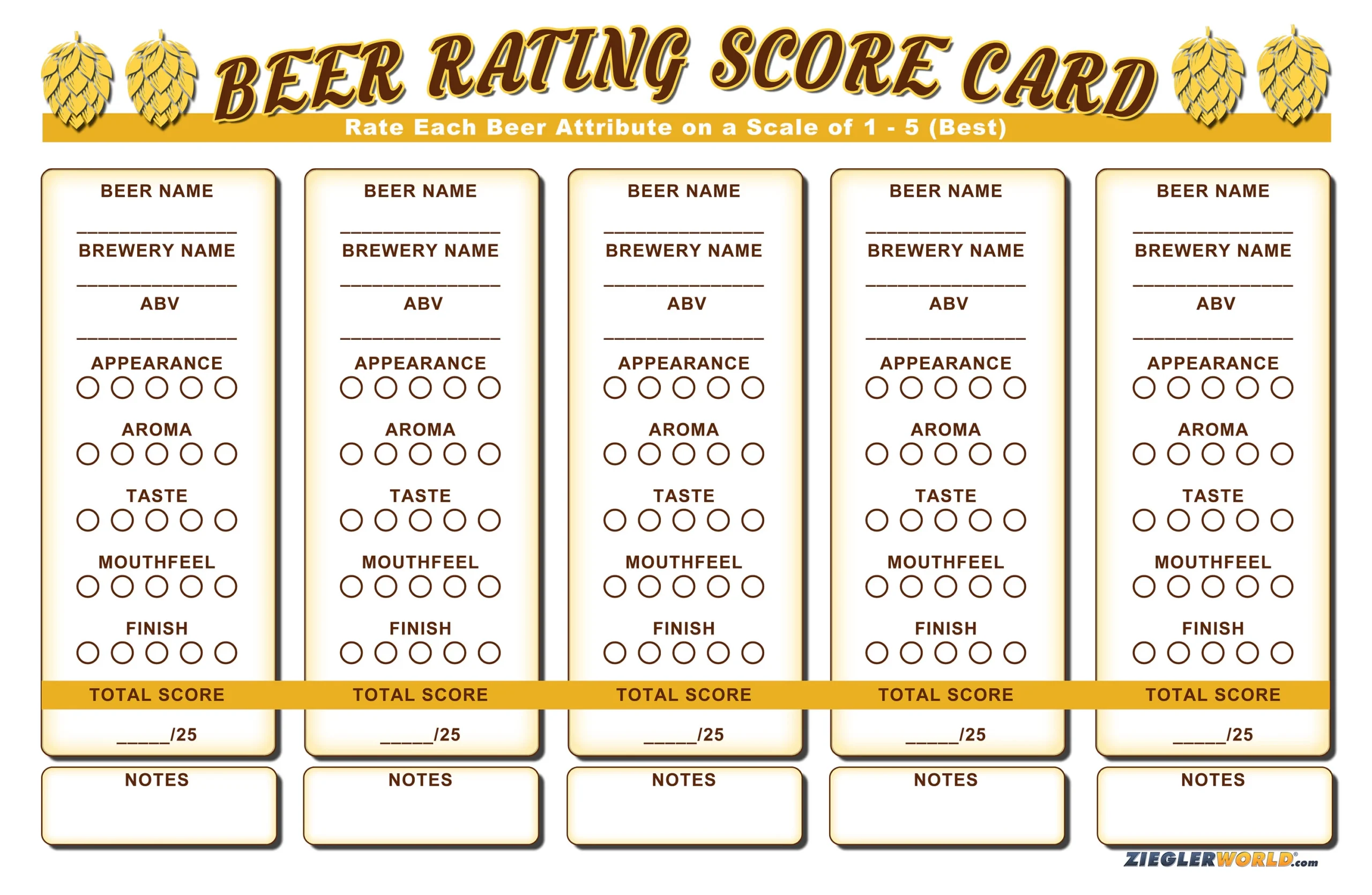 Beer Rating Sheet Printable Beer Rating Sheet Printable