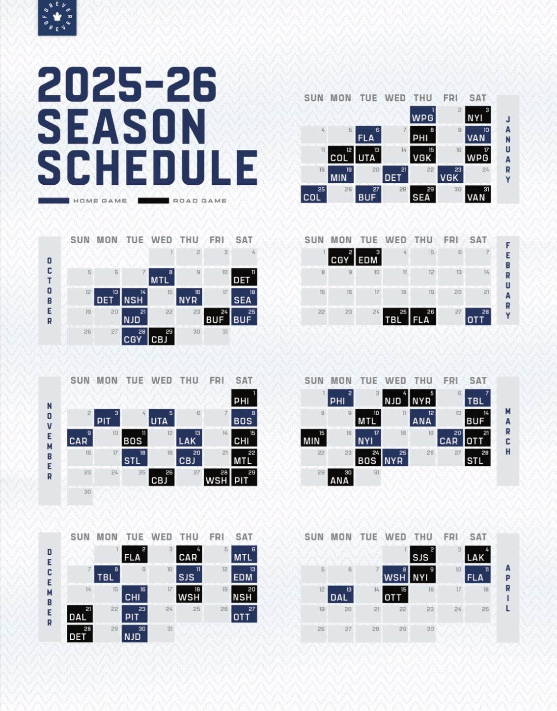 Printable Maple Leaf Schedule