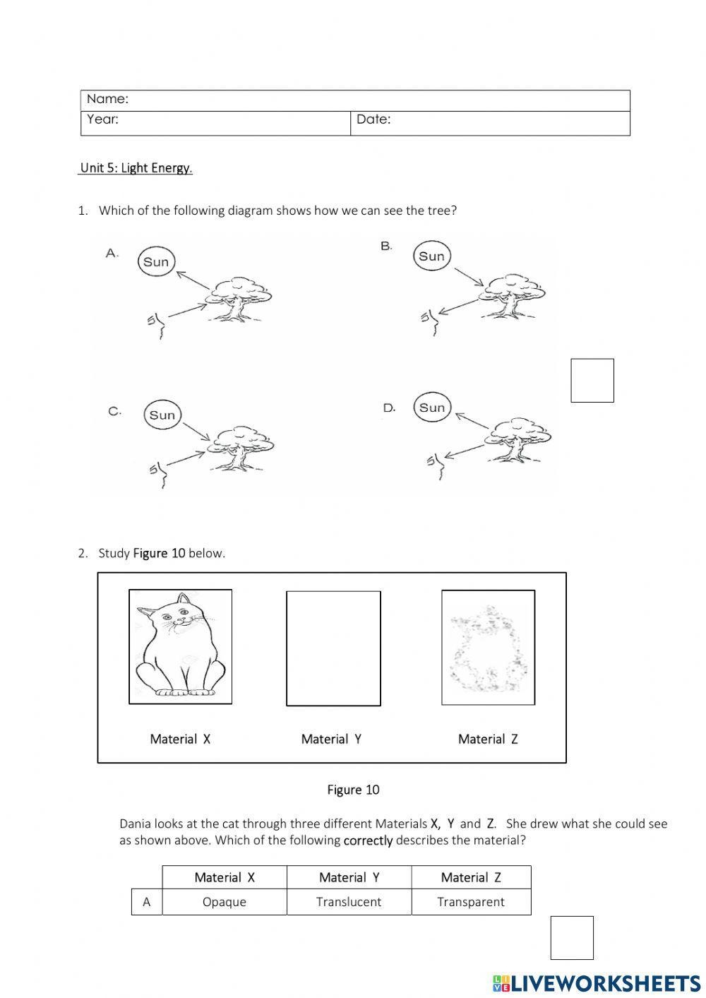 Grade 5 Science Energy Quiz Printable Grade 5 Science Energy Quiz Printable