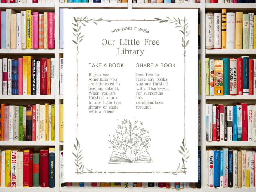 Little Free Library Sign Instant Download Take A Book Leave A Book Sign Sign Or Poster For Lending Library Etsy