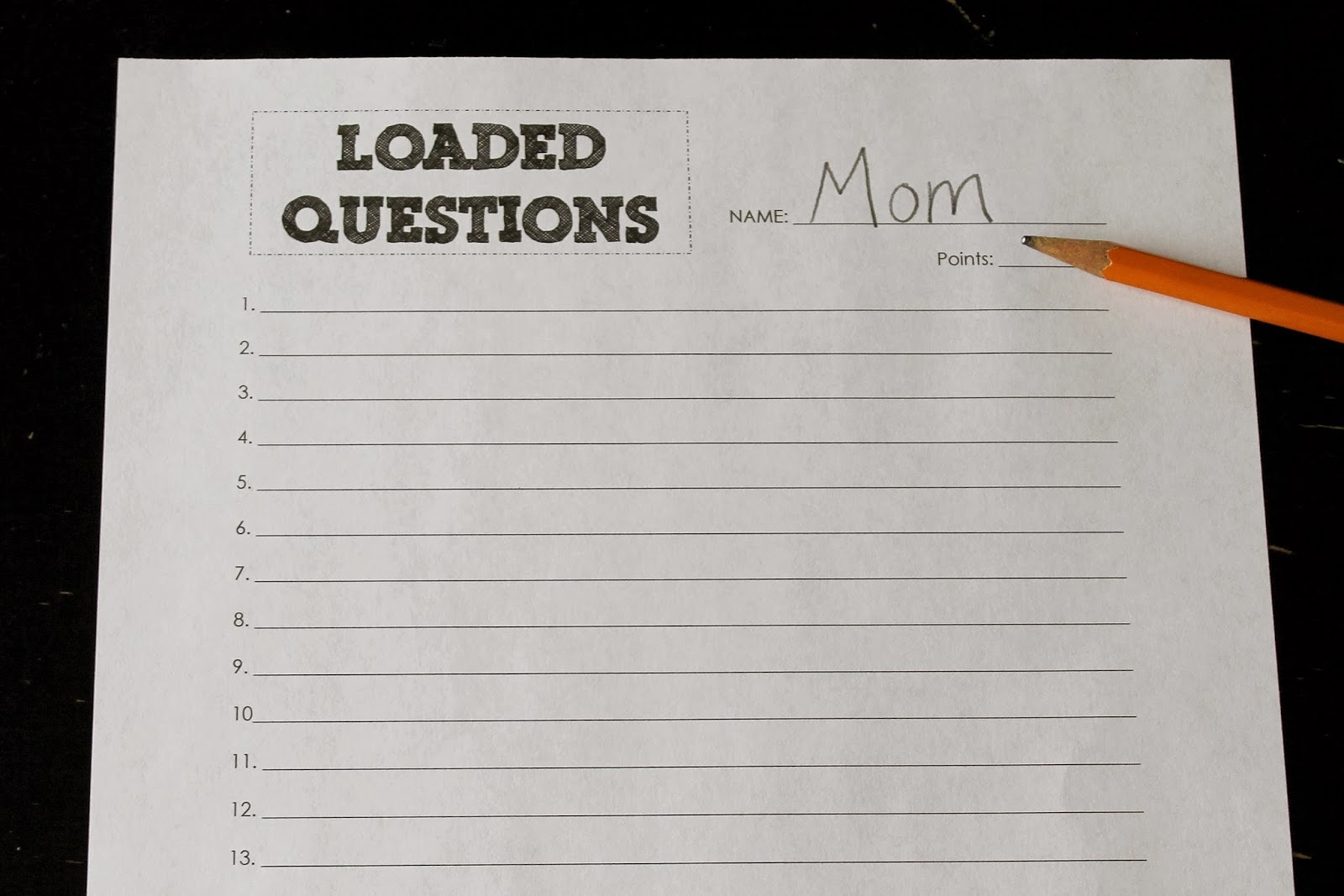 Printable Loaded Questions Questions List