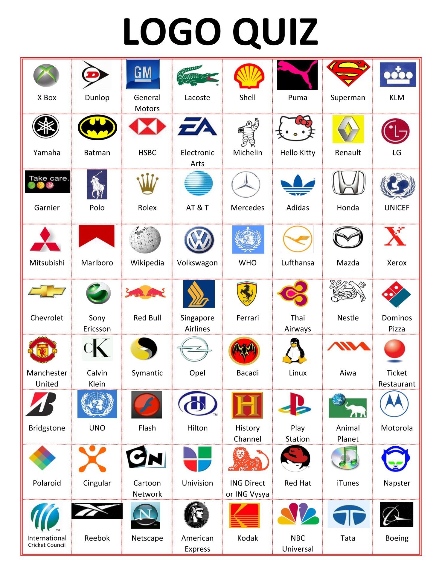 Logo Trivia 10 Free PDF Printables Printablee Worksheets Library