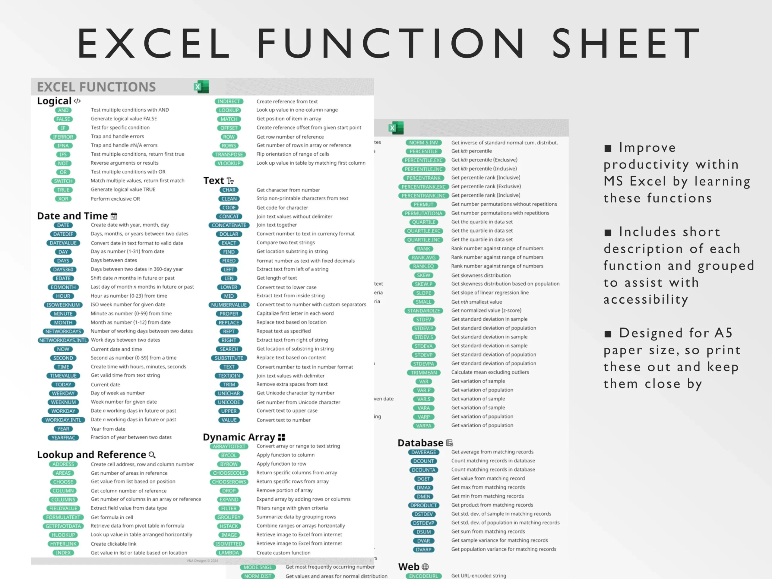 Printable Excel Cheat Sheet