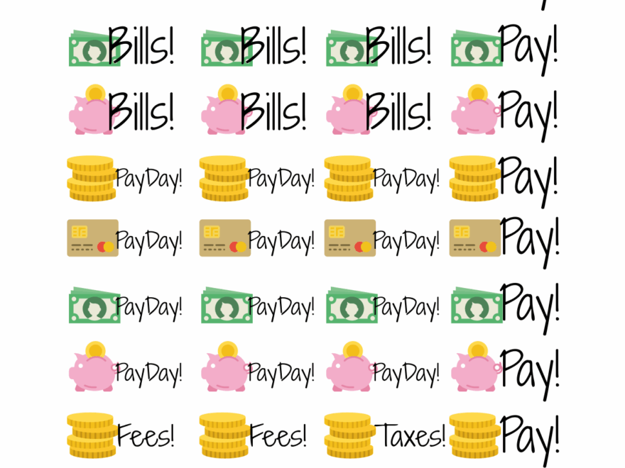 Money Deco Text Free Printable Planner Stickers PlannerProblem