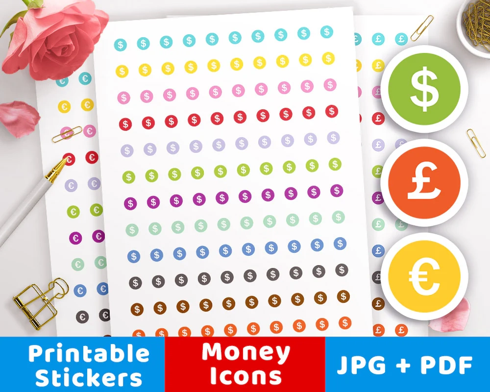 Free Printable Cash Stickersfor Planner