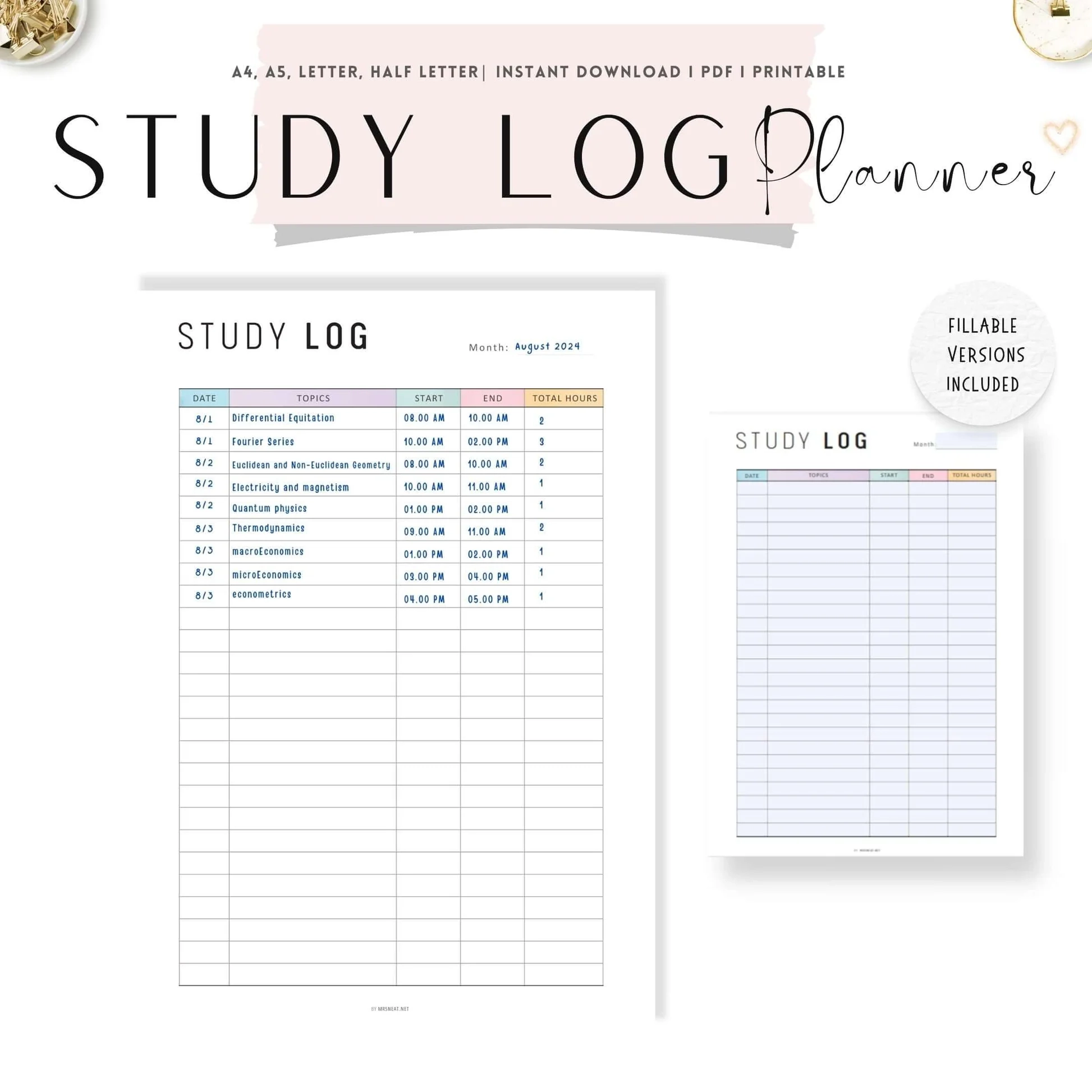 Printable Monthly Study Planner
