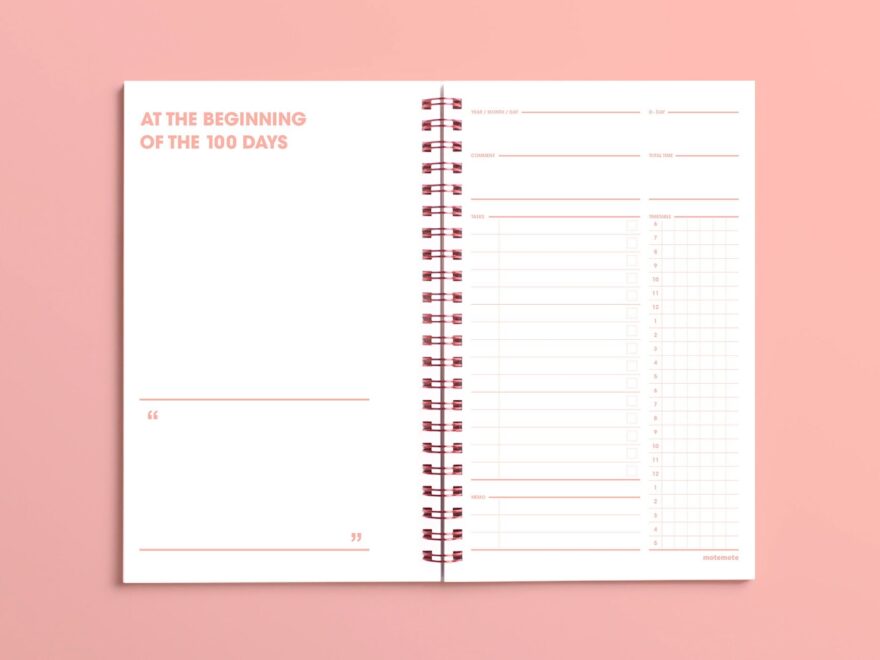 MOTEMOTE Rose Quartz Ten Minute Planner 100 Days USA Located Etsy