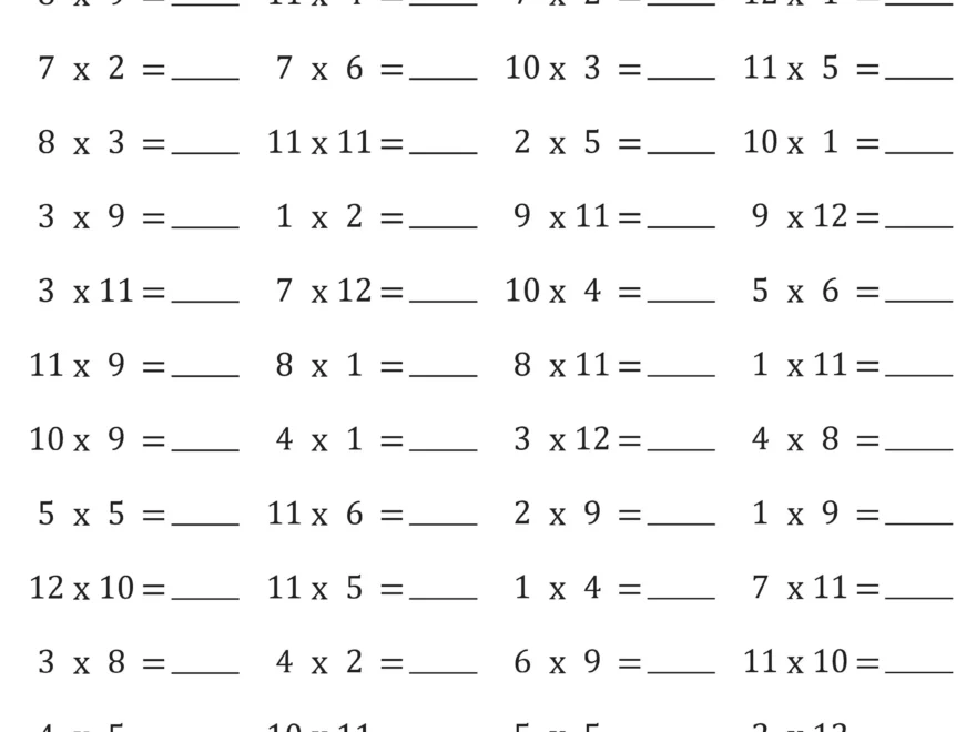 Multiplication 1 12 Math Timed Tests Speed Drills Worksheets Etsy