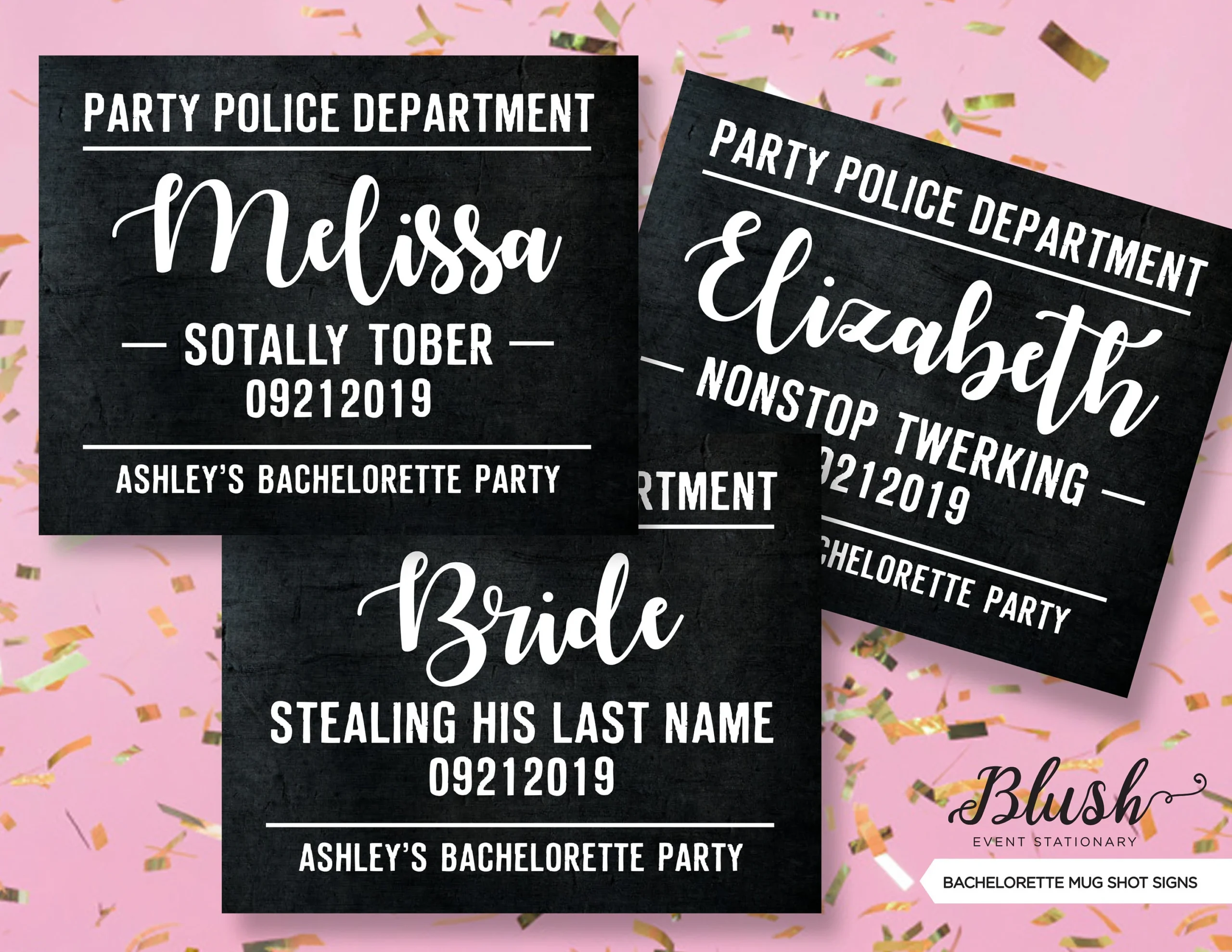 NEW Bachelorette Party Mug Shot Signs Customized With Name Photo Booth Bachelorette Party Games Bride To Be Bridesmaids 8x10 Etsy