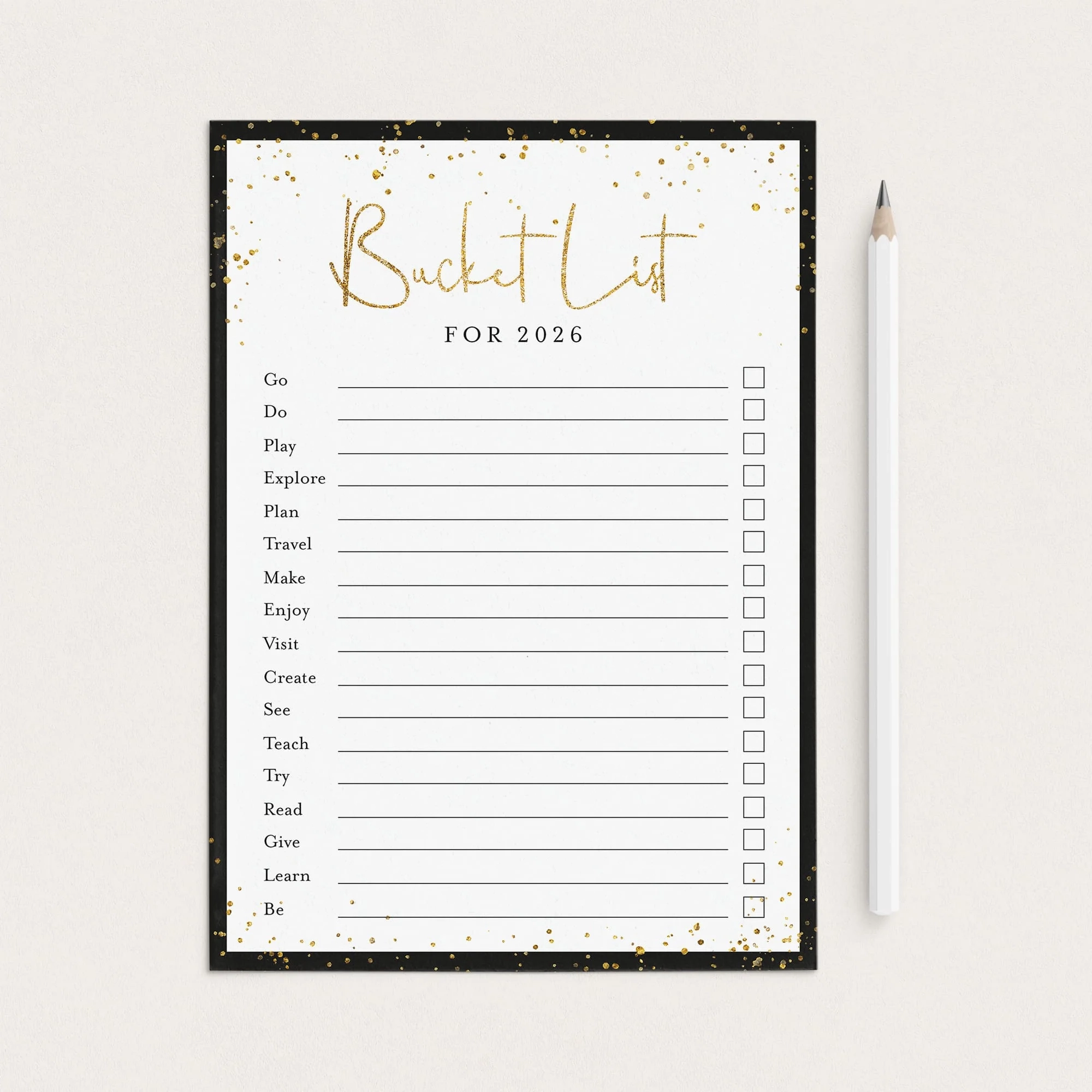 New Years Bucket List For 2026 Printable New Year Goal List LittleSizzle