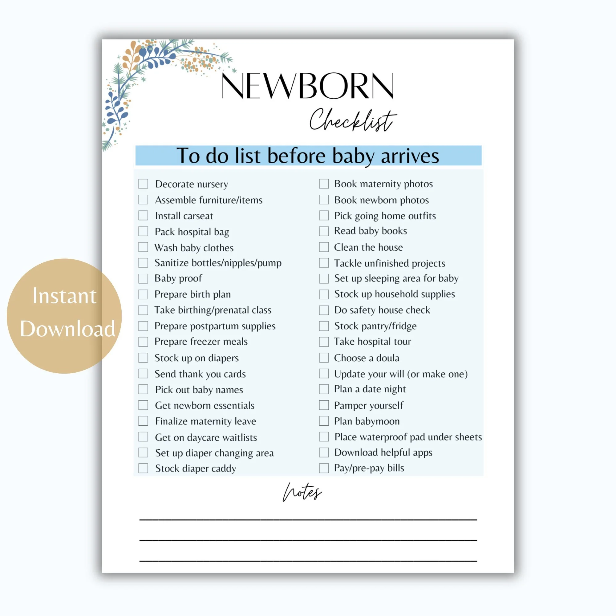Newborn To Do List Newborn Checklist Baby To Do List Printable Pregnancy Checklist Before Baby Arrives Checklist New Mom Planner Etsy