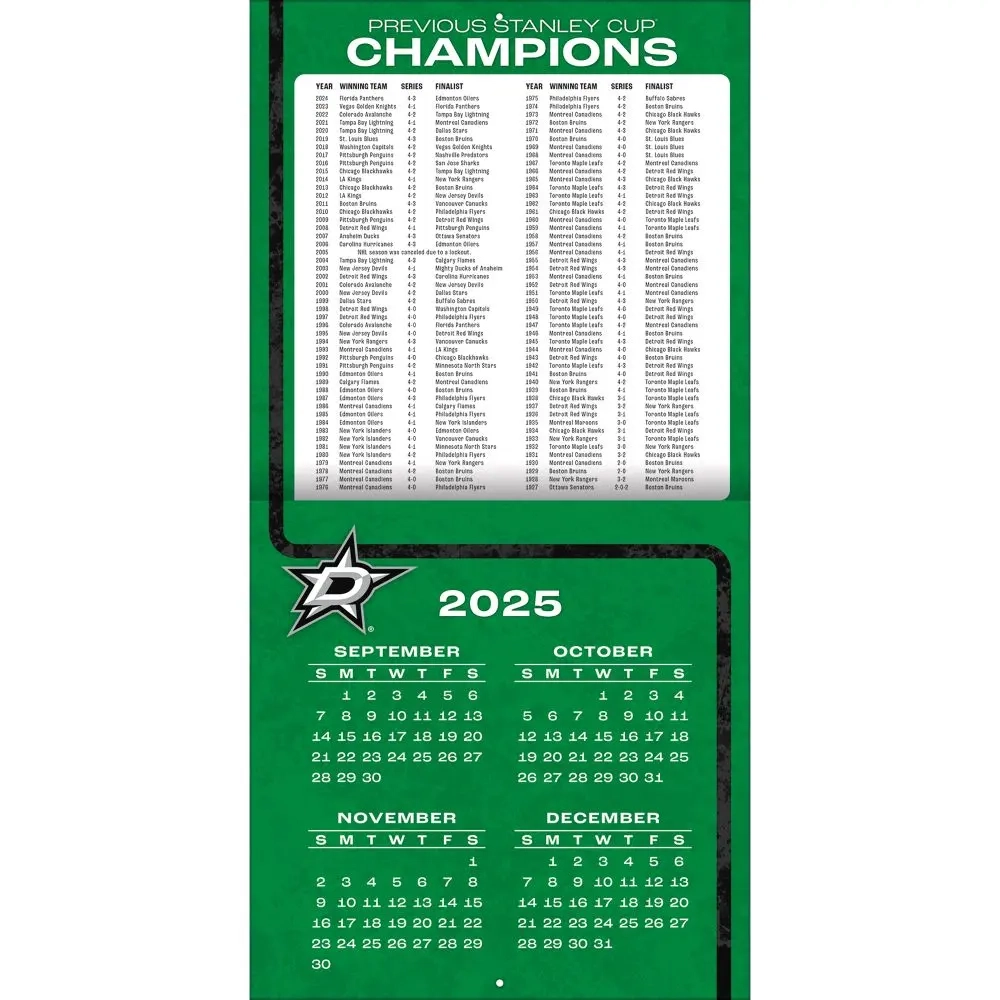 Dallas Stars Printable Schedule 2025-2026