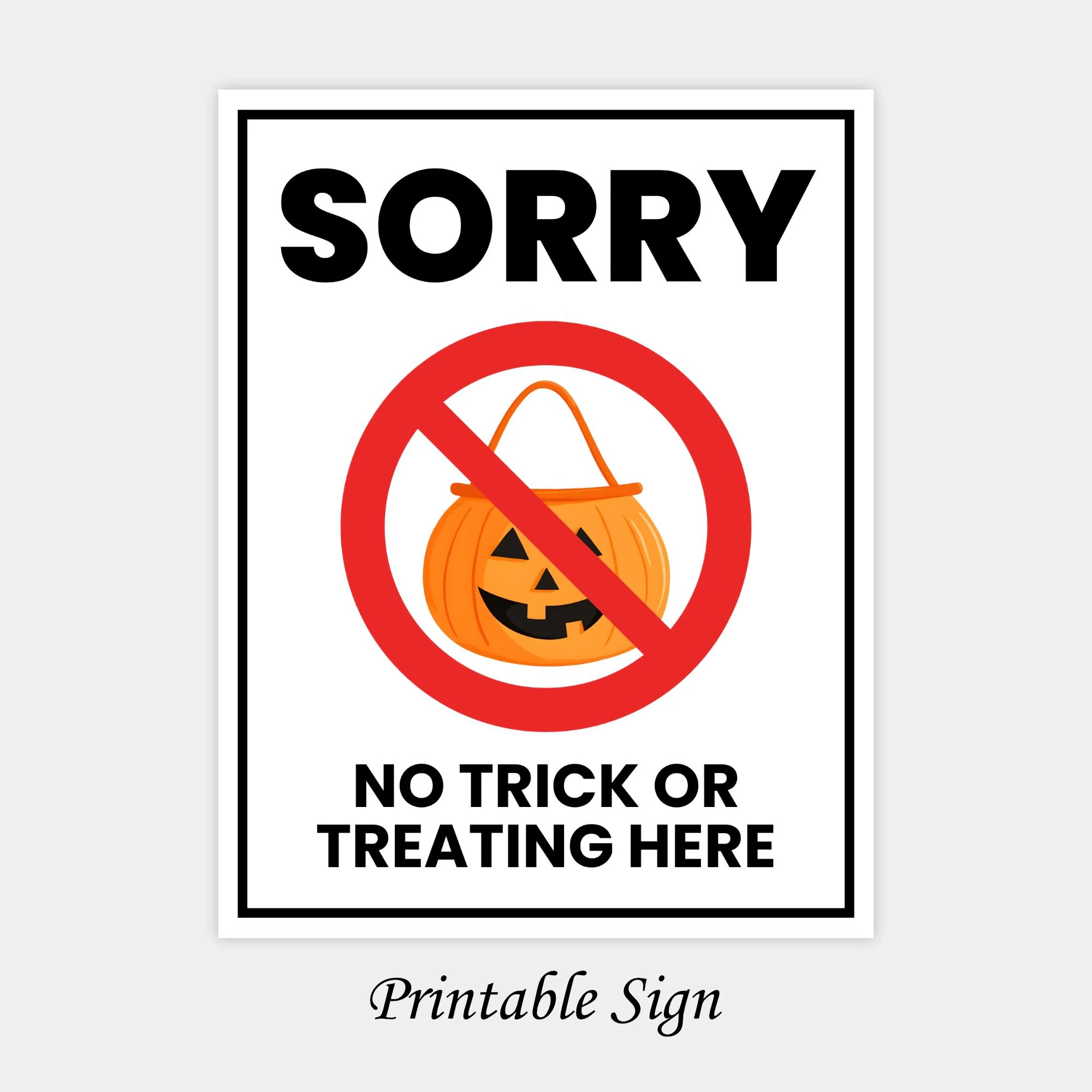 No Trick Or Treating Sign printable Etsy No Trick Or Treating Sign printable Etsy