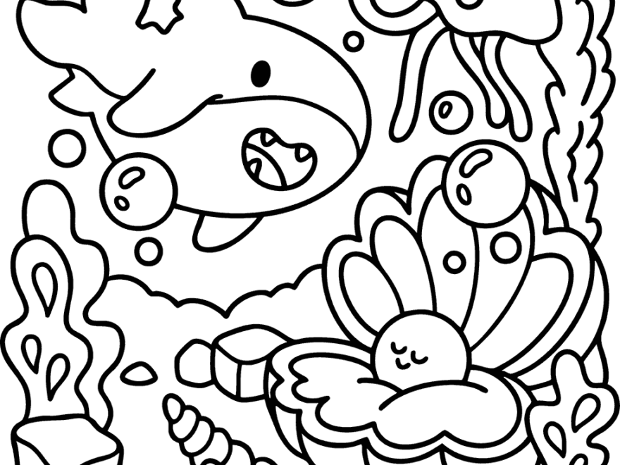 Ocean Friends Cute Coloring Page