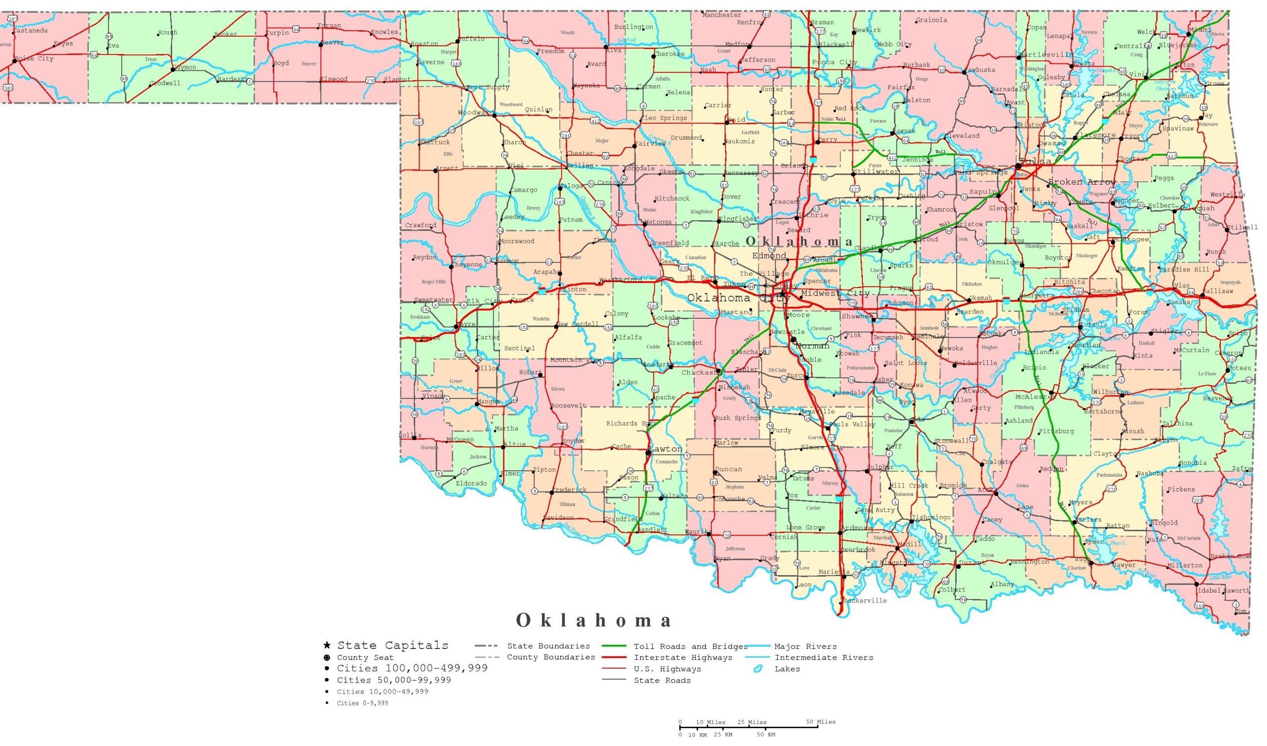 Oklahoma Printable Map Oklahoma Printable Map