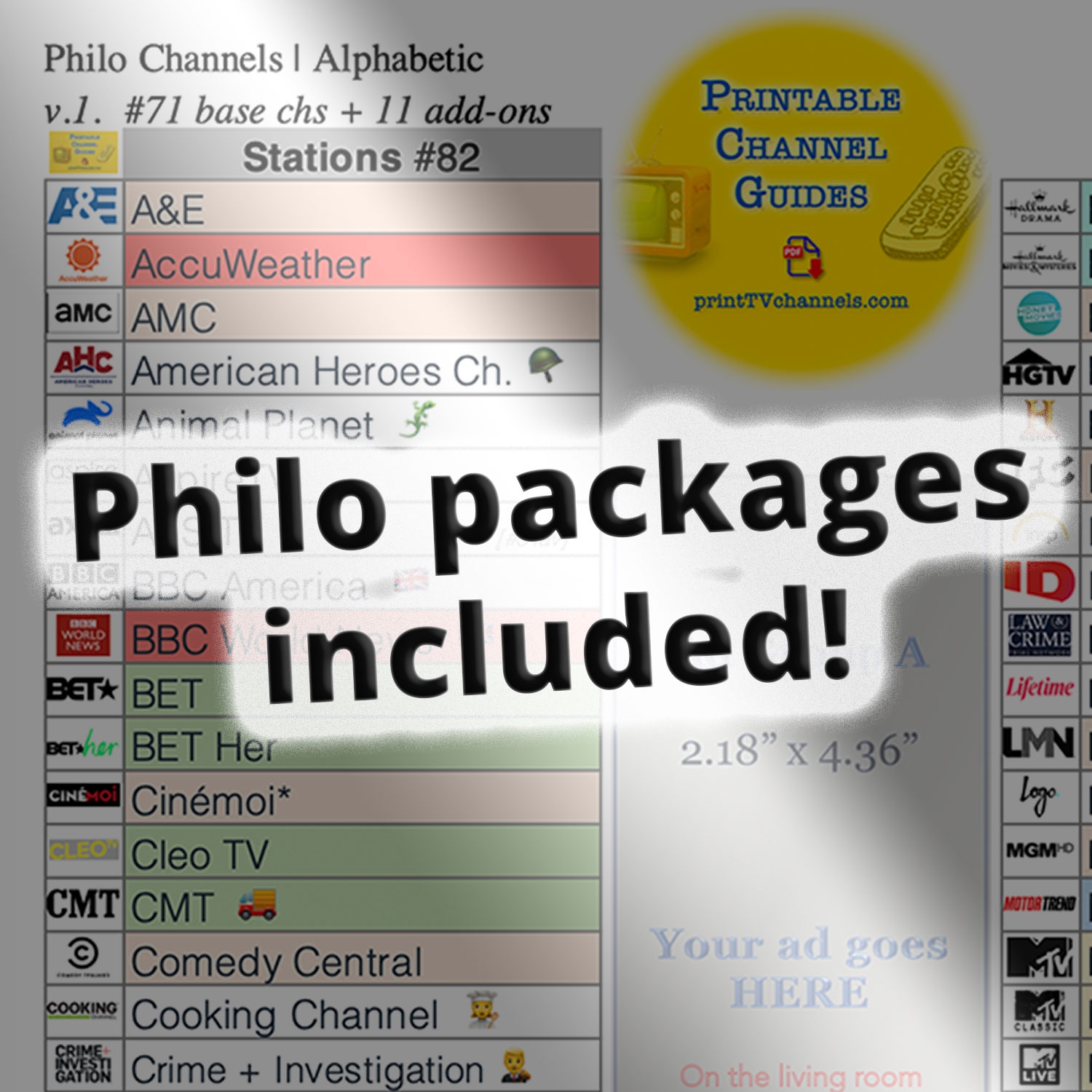 Philo Channel List Printable