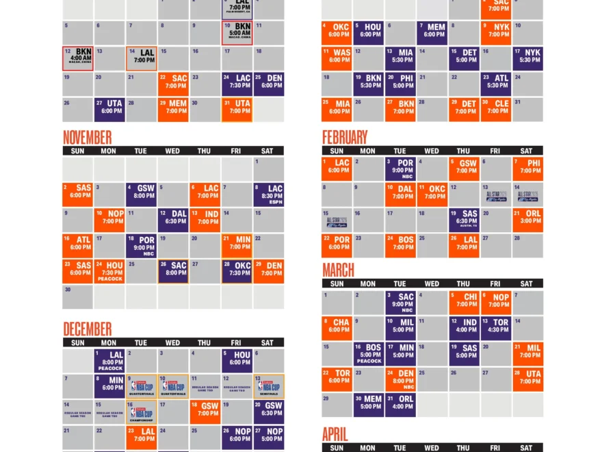 Phoenix Suns Announce Full 2025 26 Season Schedule