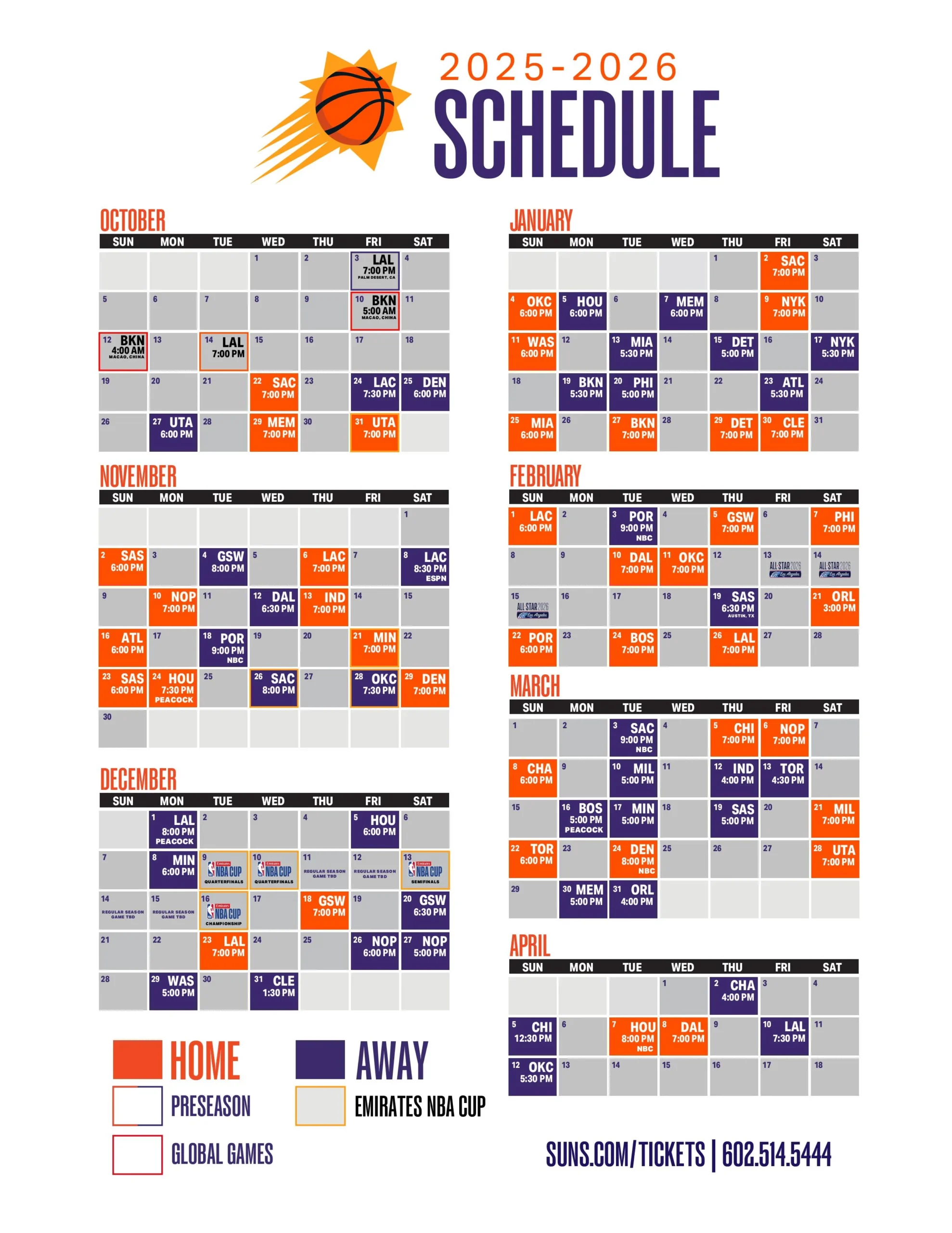 Phoenix Suns Announce Full 2025 26 Season Schedule