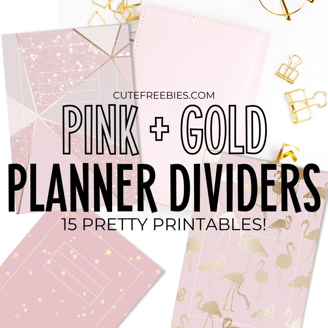 Pink Gold Planner Printable Divider Free Templates Cute Freebies For You