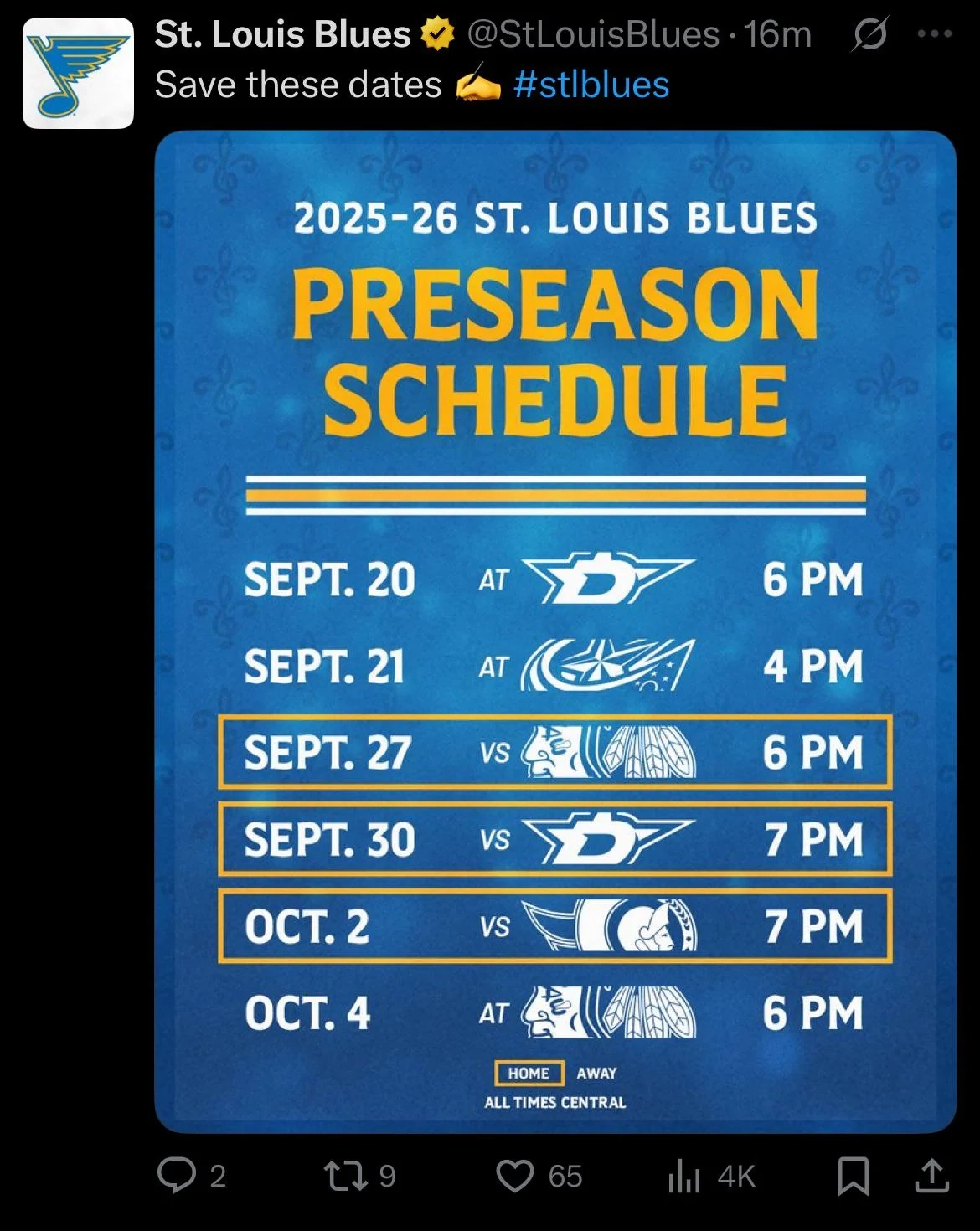 Preseason Schedule For The 2025 2026 Season Has Been Released R stlouisblues