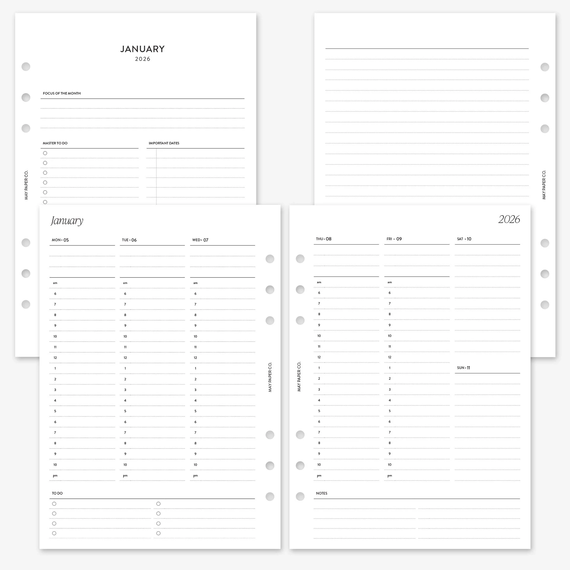 PRINTABLE 2026 WEEKLY WO2P Vertical Hourly MAY PAPER CO 