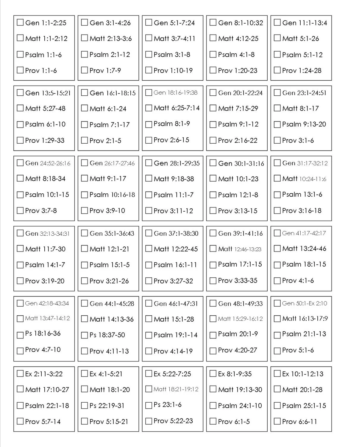 Printable Bible Reading Plan Read The Bible In One Year Etsy