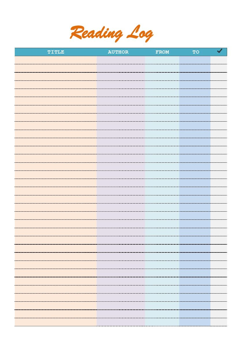 Printable Blank Reading Log Template PDF Reading Tracker