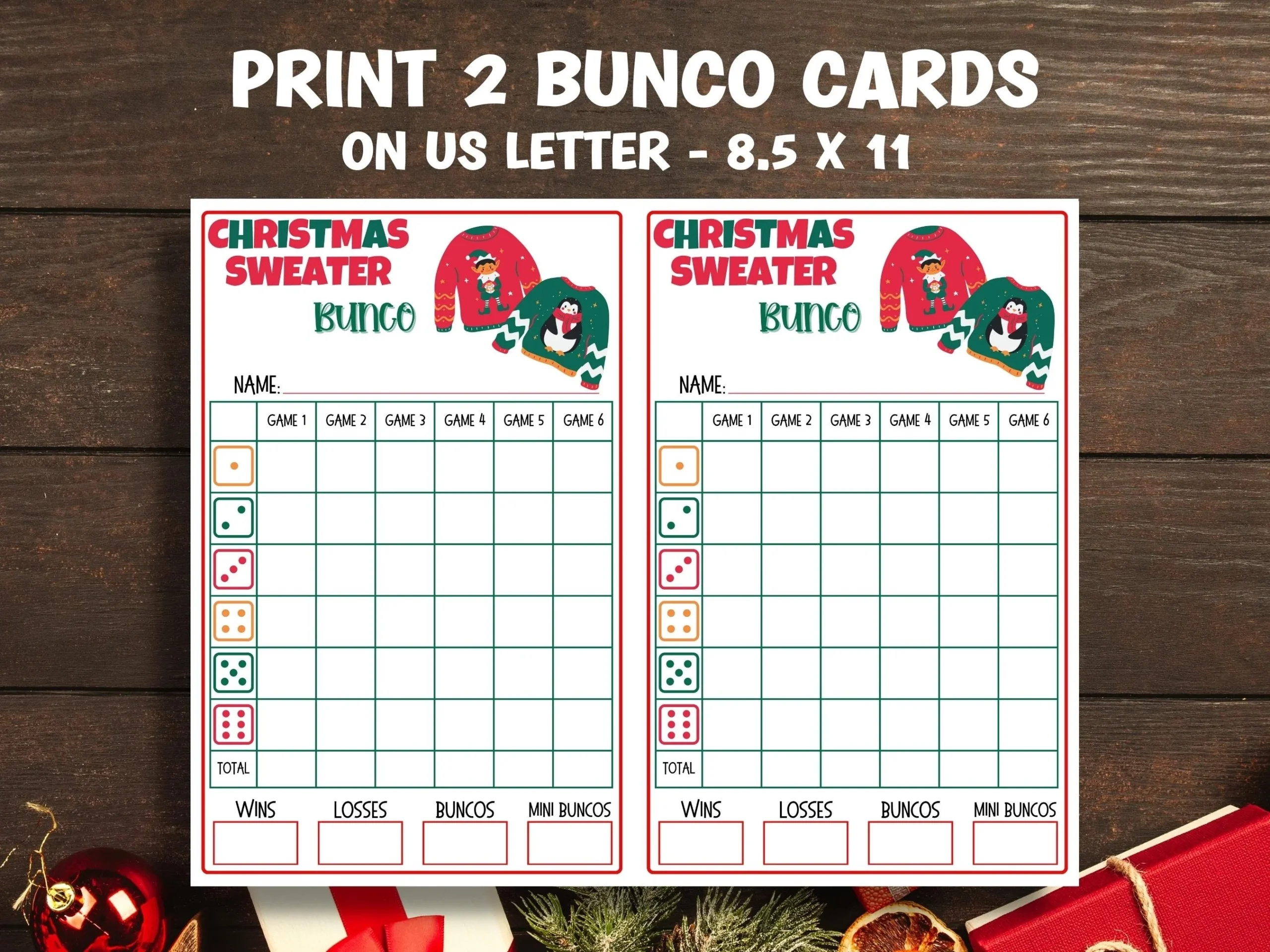 Free Printable Bunco Score Sheets Christmas