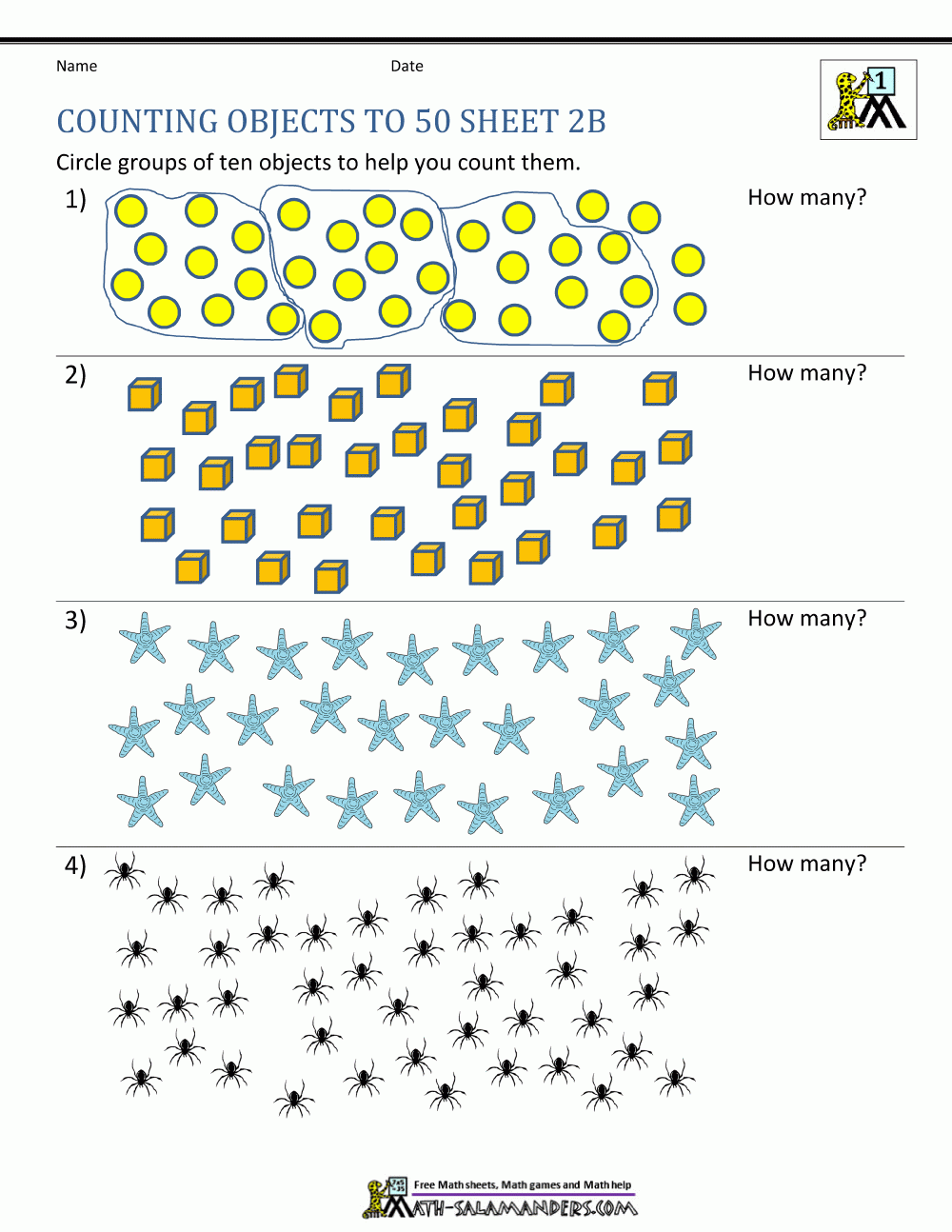 Count Across Game Sheets Printable