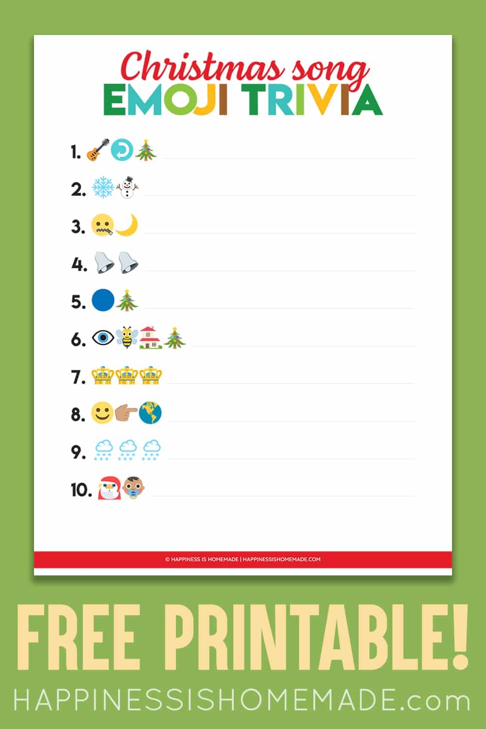 Printable Christmas Song Trivia Games Kids