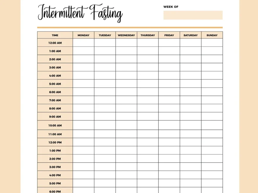 Printable Intermittent Fasting Tracker Instant Download PDF A4 US Letter Plan Print Land