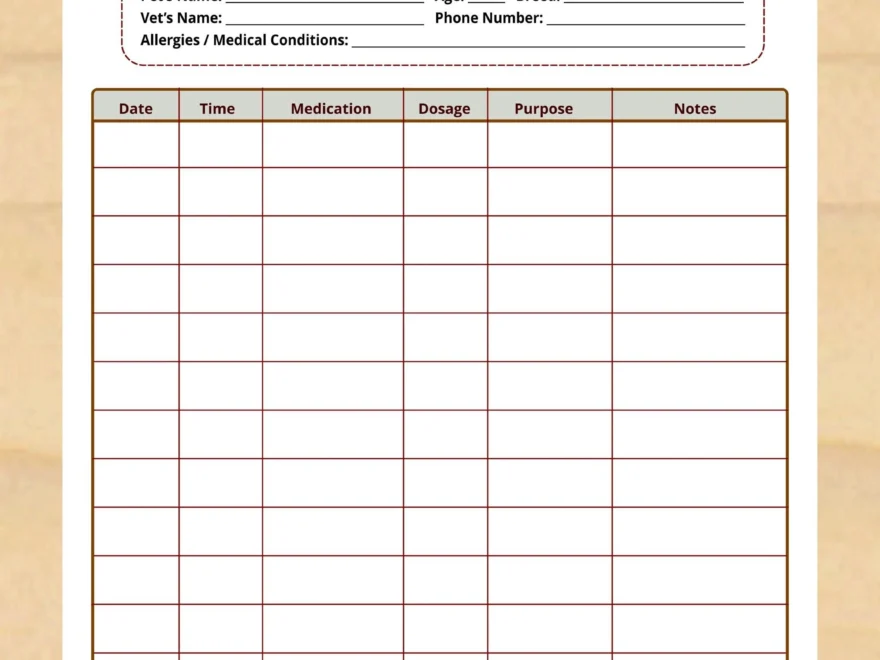 Printable Pet Medication Chart Pet Medication Log Cat Medication Schedule Dog Medication Schedule Instant Download PDF Etsy Norway