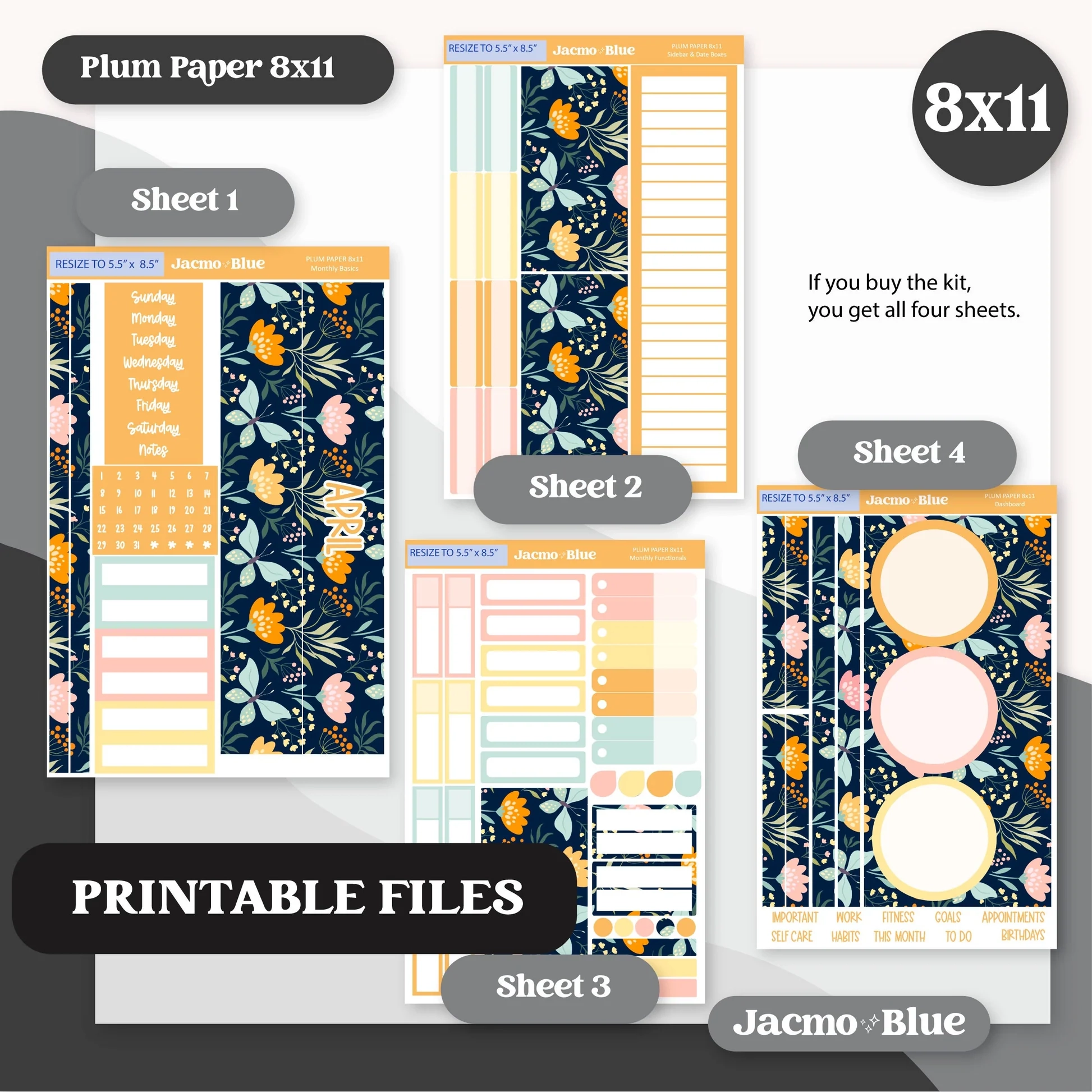 PRINTABLE Plum Paper Planner Monthly Stickers Spring 8x11 7x9 A5 Print JacmoBlue PRINTABLE Plum Paper Planner Monthly Stickers Spring 8x11 7x9 A5 Print JacmoBlue