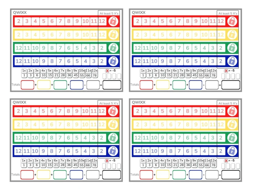 Printable Quixx Score Sheets Dice Game Scorecard PDF Download Etsy