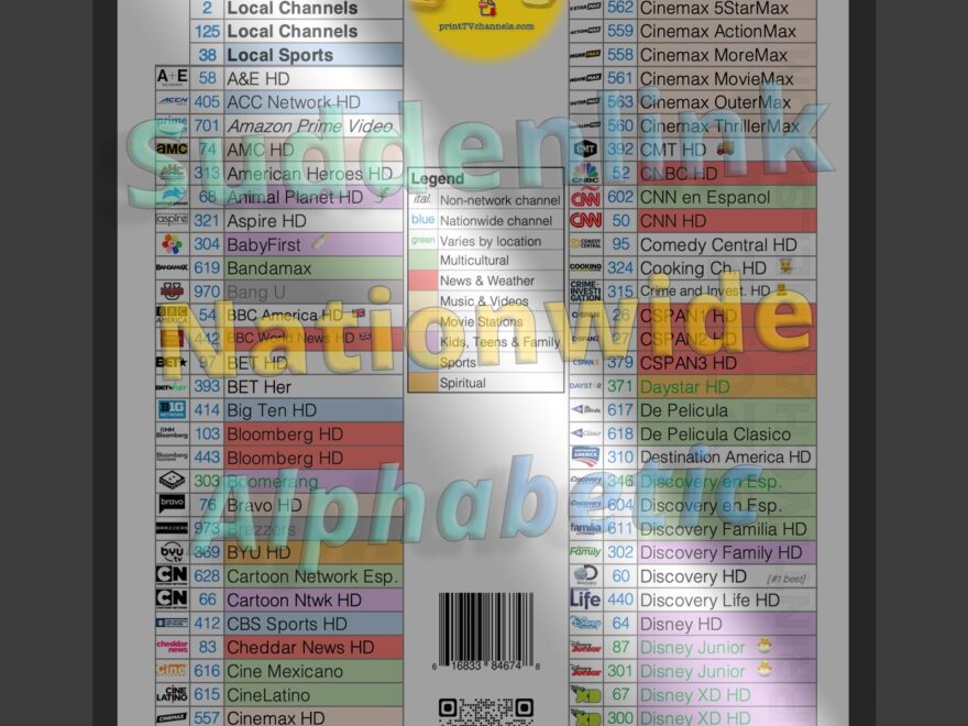 Printable Suddenlink Channels 2022 Large print PDF Full Lineup