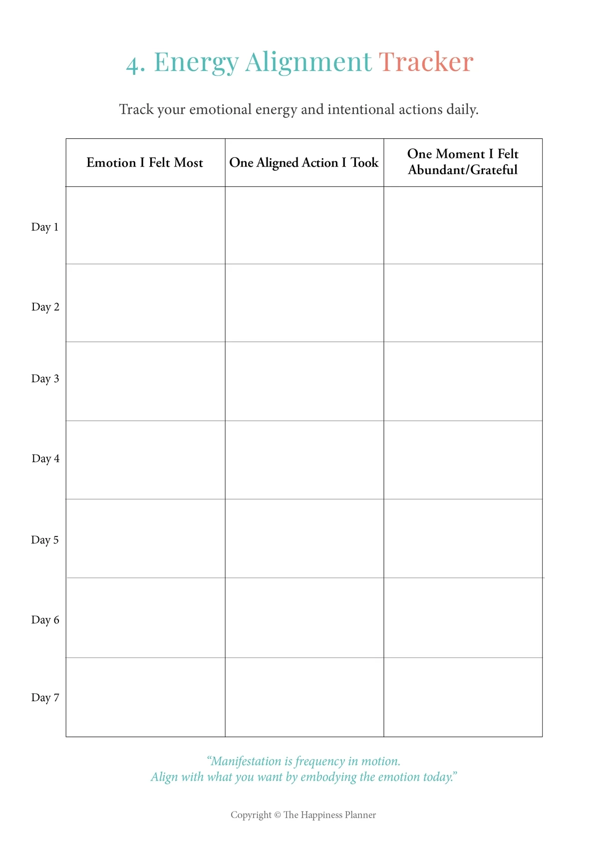 Printables LawofAttraction The Happiness Planner 