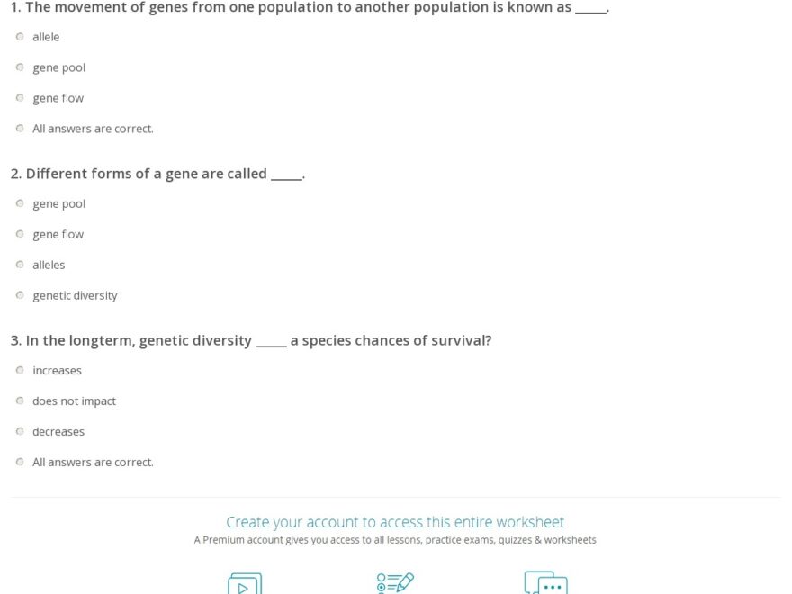 Quiz Worksheet Gene Flow Study