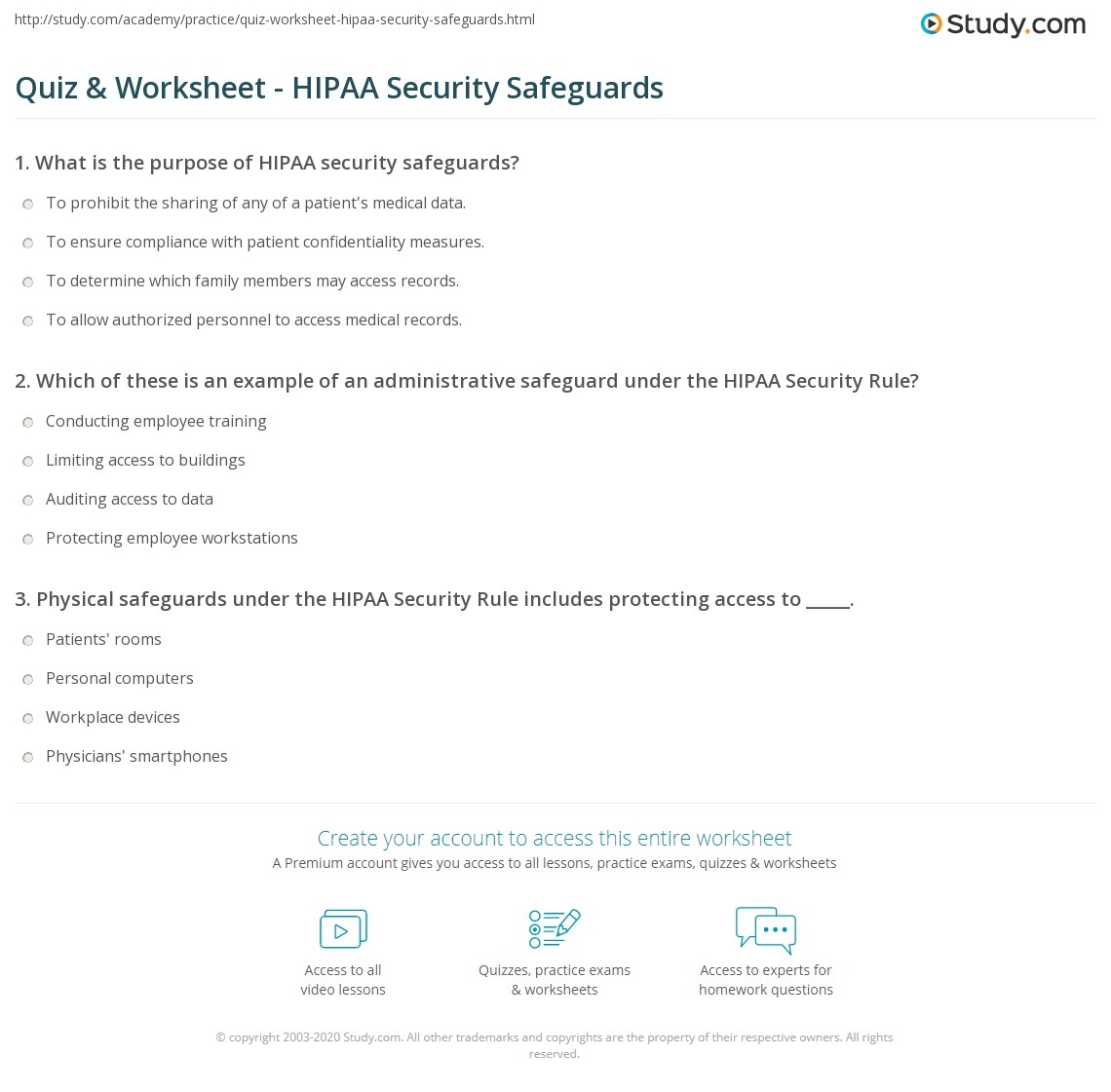 Hipaa Pop Quiz Printable