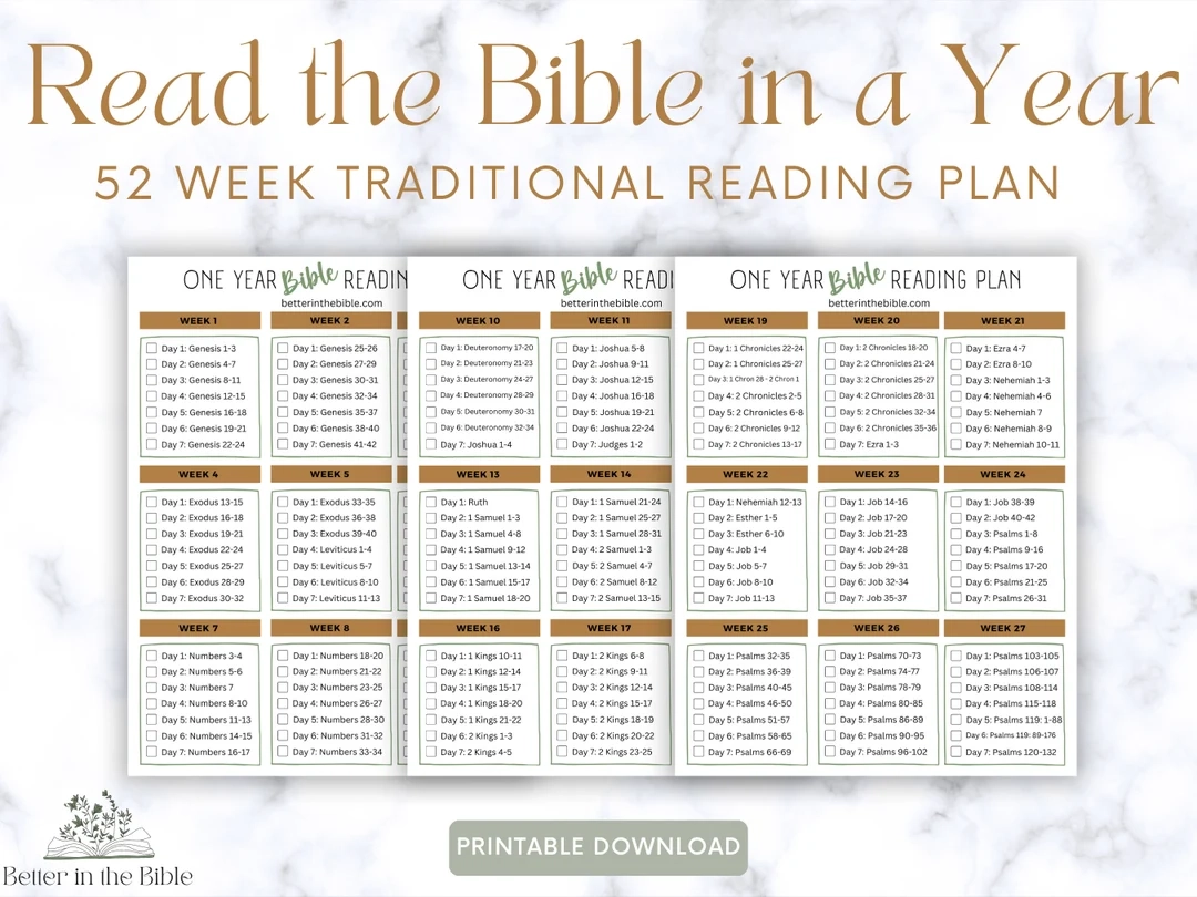 Bible In A Year Printable Chart