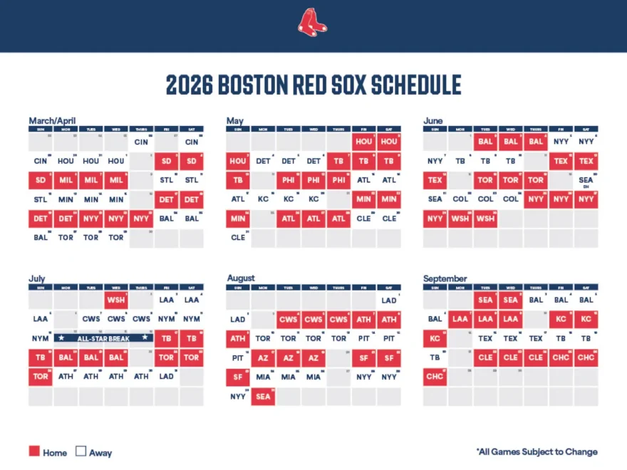 Red Sox 2026 Schedule Opens At Cincinnati