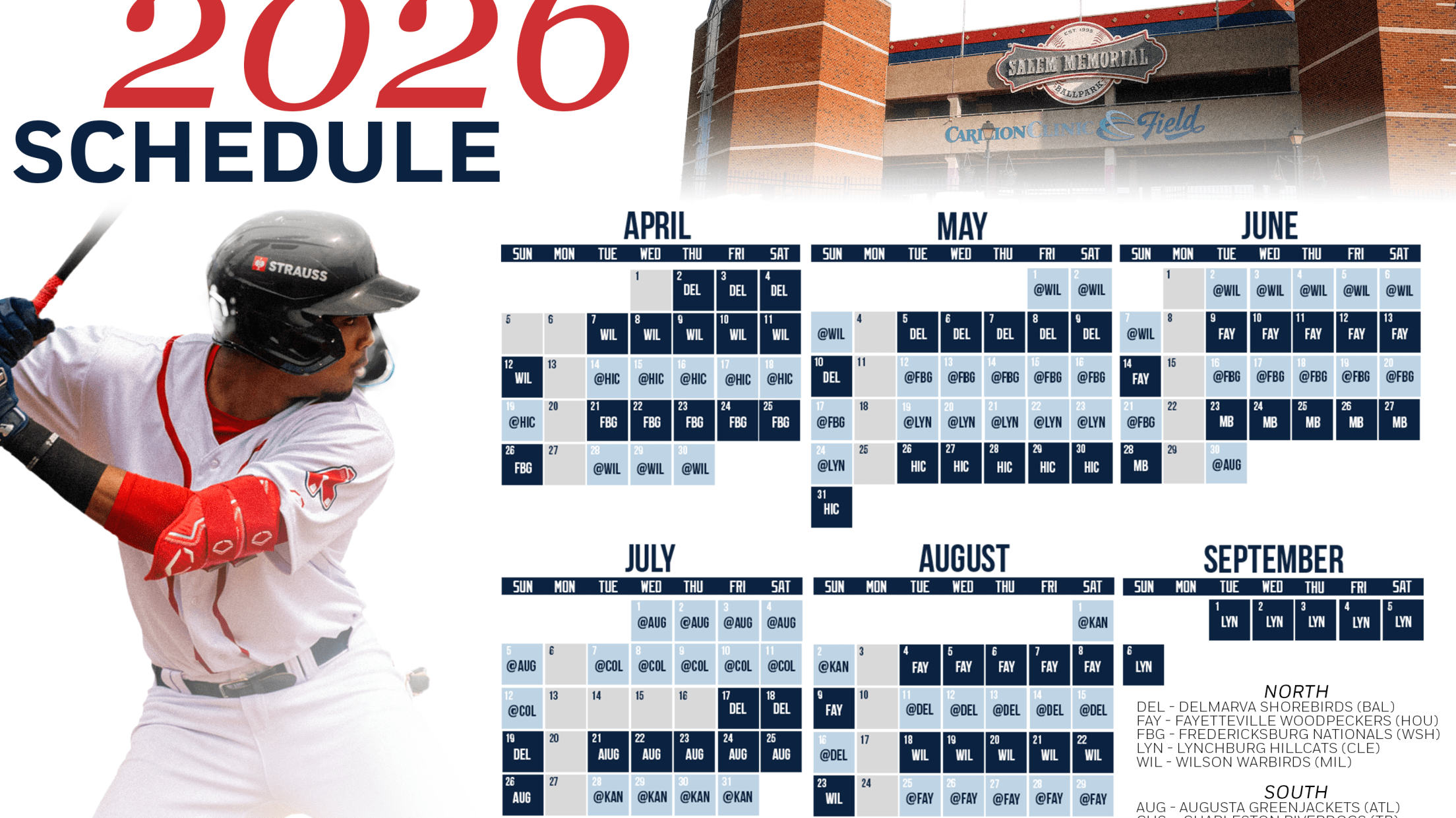 Salem Red Sox Release 2026 Home Schedule Red Sox