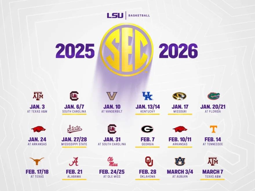 SEC Announces LSU League Basketball Slate For 2026 LSU